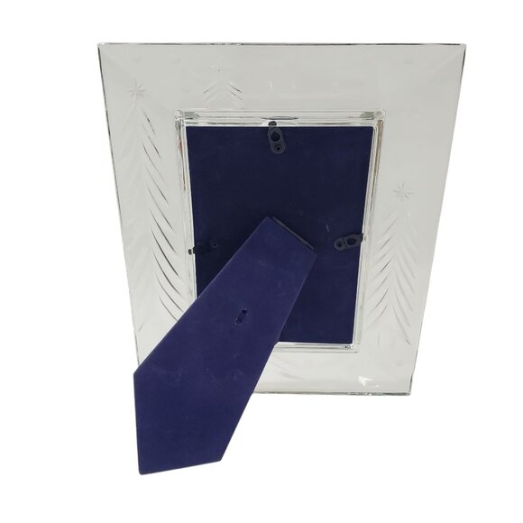 Mikasa Christmas Wedding Crystal Glass Photo Frame Stand Etched Design Blue Velv - Picture 2 of 2